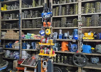 Showroom aisle stocked with sprockets, chains and gearboxes